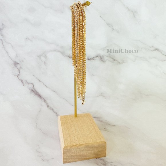 Crystal Ponytail with Beads Long Tassel Chain Earrings - Picture 4 of 7